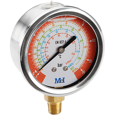 MANÓMETRO GLICERINA PARA GASES REFRIGERANTES CL. 1,6 (ROJO)