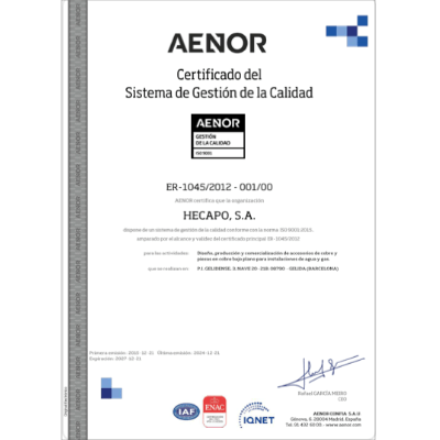Certificado ER-1045/2012-001/00 Hecapo certificado 1045 2012 001 00 hecapo